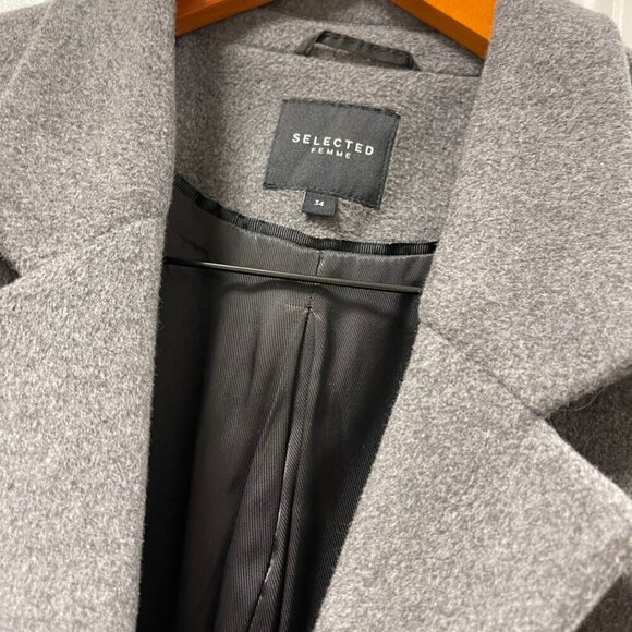 Selected Femme Wool Blend Coat Grey –XS - Picture 10 of 16